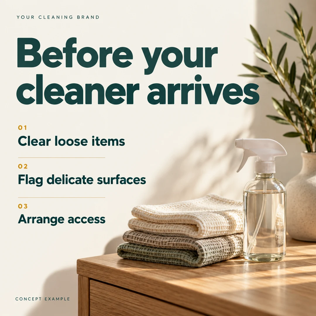Three practical tips before a cleaner arrives